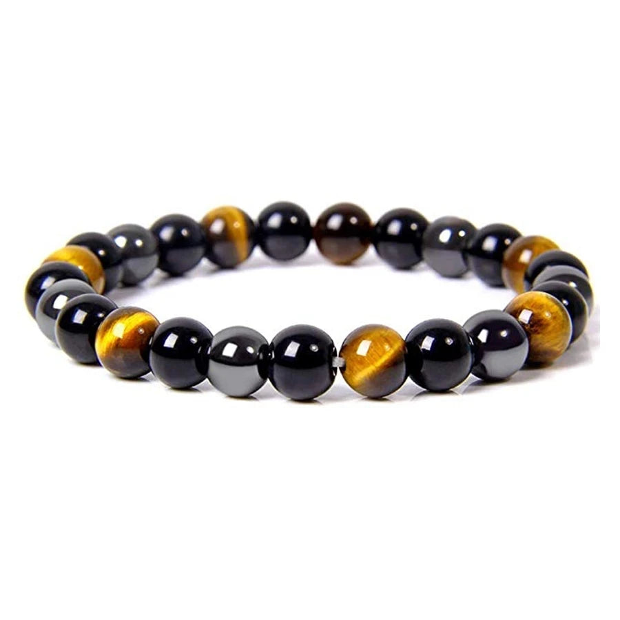 đ¤ Armband aus Schwarzem Obsidian & Tigerauge â Magnetischer Schutz & Energieausgleich