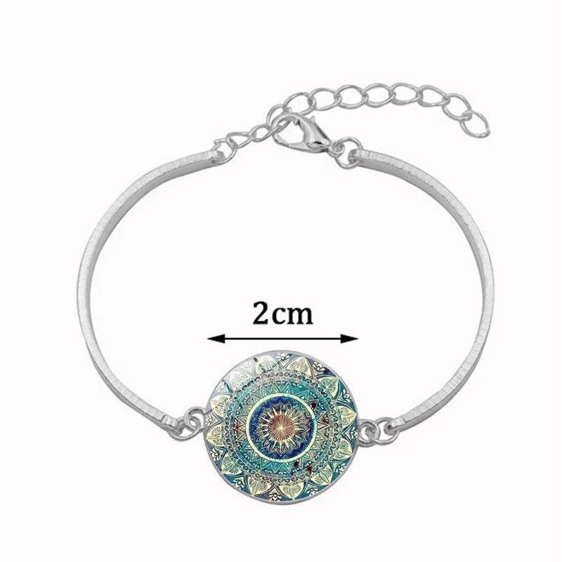 🔮 Mandala Charm Ohrringe & Halsketten-Set – Om Symbol & Zen Kunst