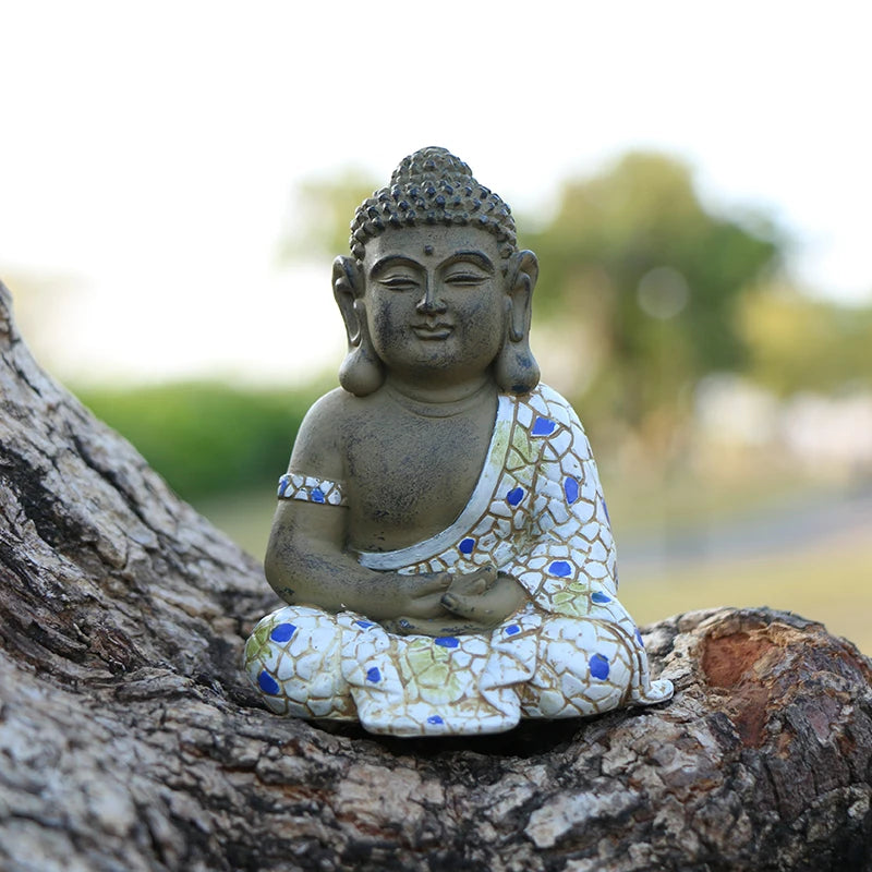 Wunderschöne Garten-Zen-Tathāgata-Figur – Kleine Buddha-Statue im chinesischen Stil als Steinturm-Dekoration für Miniatur-Landschaften