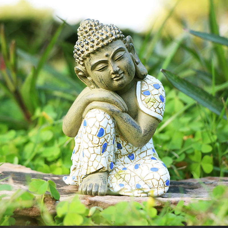 Wunderschöne Garten-Zen-Tathāgata-Figur – Kleine Buddha-Statue im chinesischen Stil als Steinturm-Dekoration für Miniatur-Landschaften