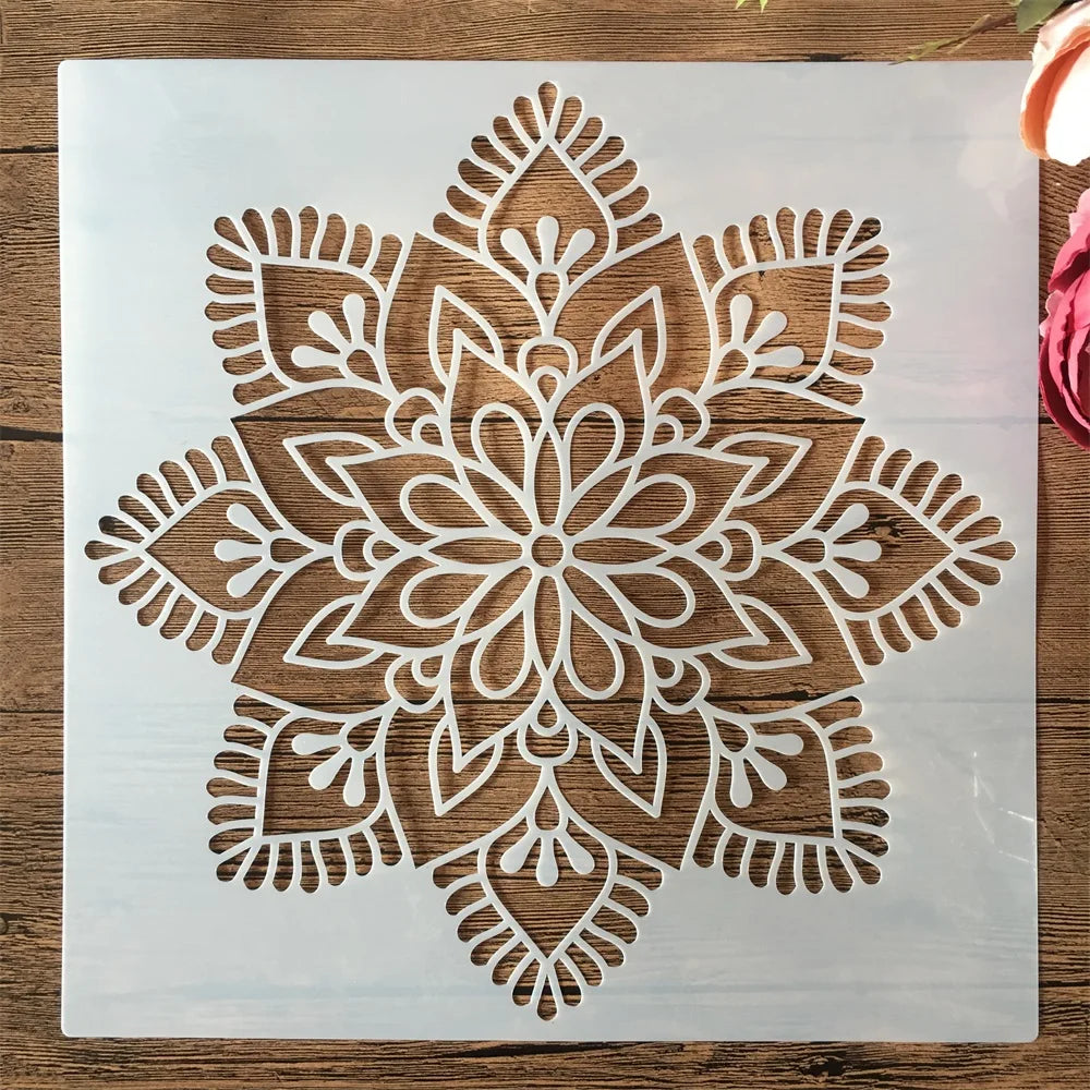 30×30 cm Geometrische Mandala-Schablone – Mehrschichtiges DIY-Muster für Basteln & Malerei