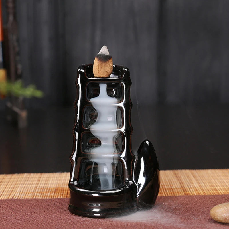 Keramik Rückfluss-Räuchergefäß – Zen Deko für Zuhause, Teestube & Yoga (ohne Räucherkegel)