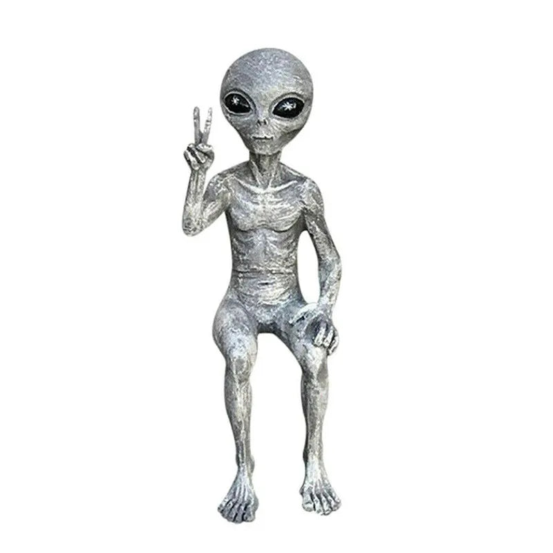 👽 Lustige Alien-Gartenstatue – UFO-Wichtel aus Harz für Innen & Außen