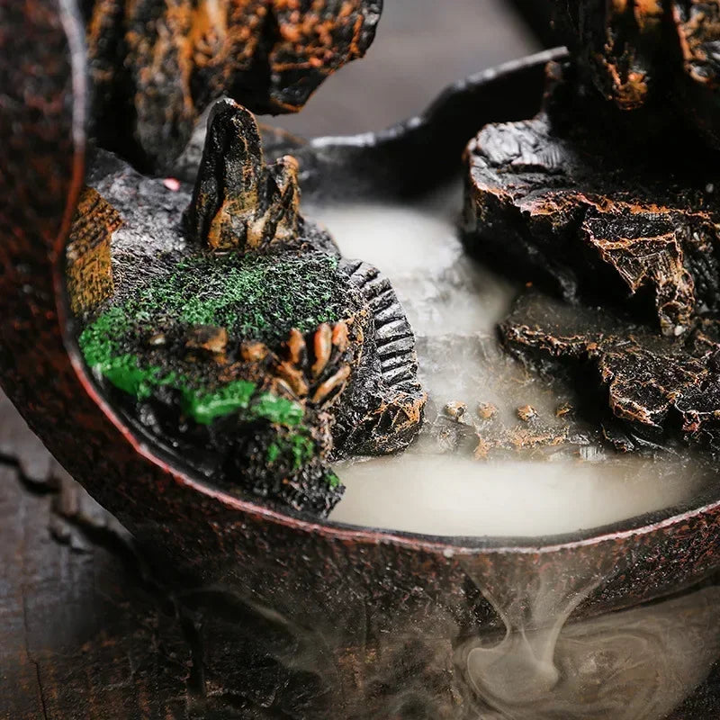✨ Zen Buddha Wasserfall Räuchergefäß – Harz-Ornament für Ruhe & Meditation 🌿