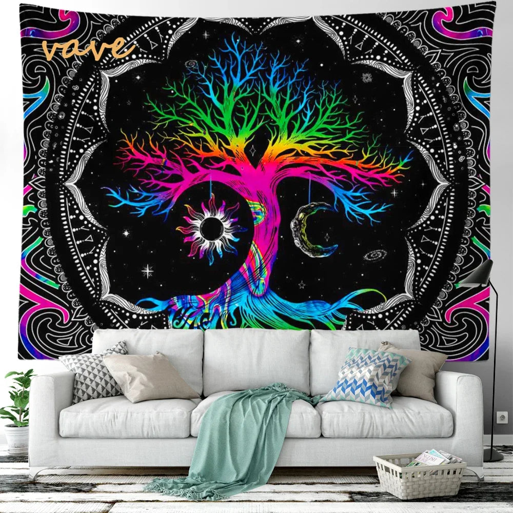 🌳 Tree of Life Psychedelic Tapestry – Trippy Mandala Wall Hanging for Boho & Witchy Room Decor
