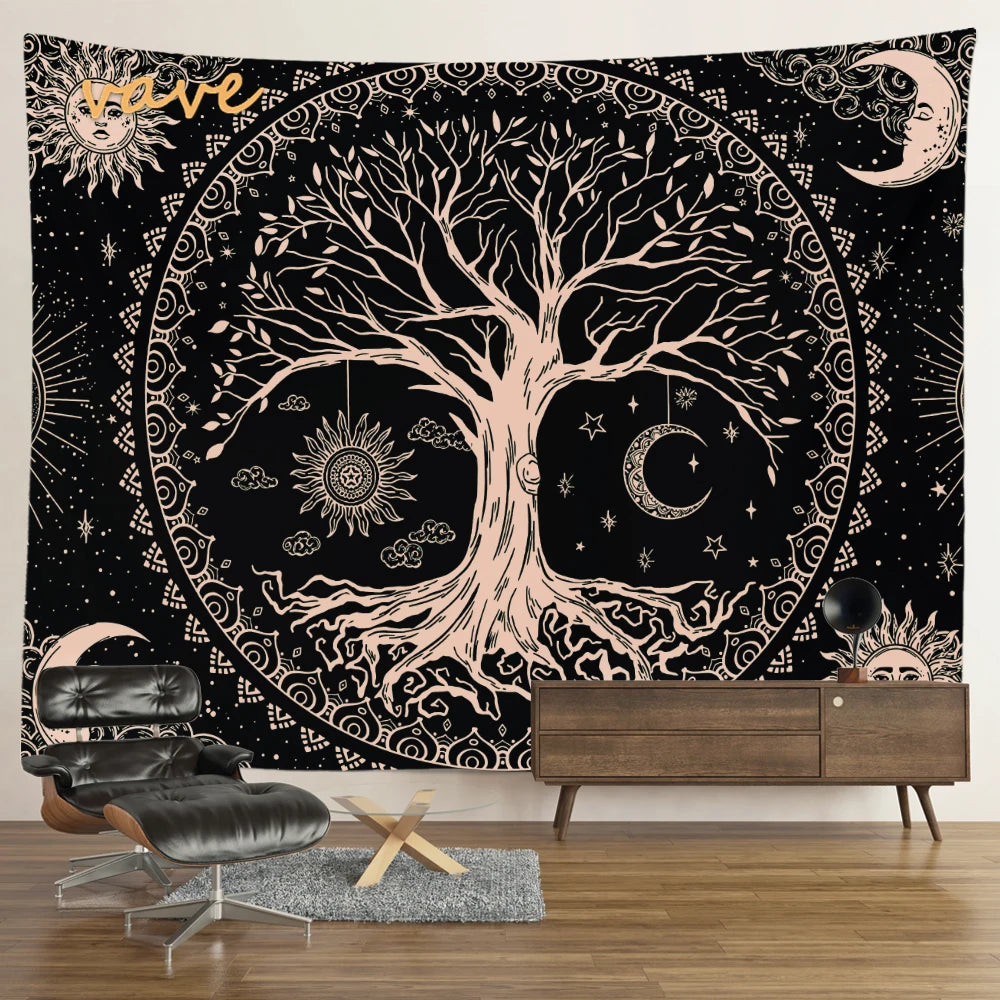 🌳 Tree of Life Psychedelic Tapestry – Trippy Mandala Wall Hanging for Boho & Witchy Room Decor