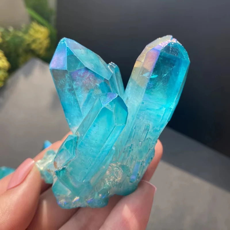 Himmelblauer Titanquarz Cluster – Natürlicher Kristall Heilstein (2–7 cm) 💎
