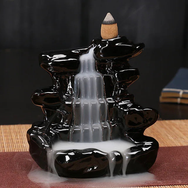 Keramik Rückfluss-Räuchergefäß – Zen Deko für Zuhause, Teestube & Yoga (ohne Räucherkegel)
