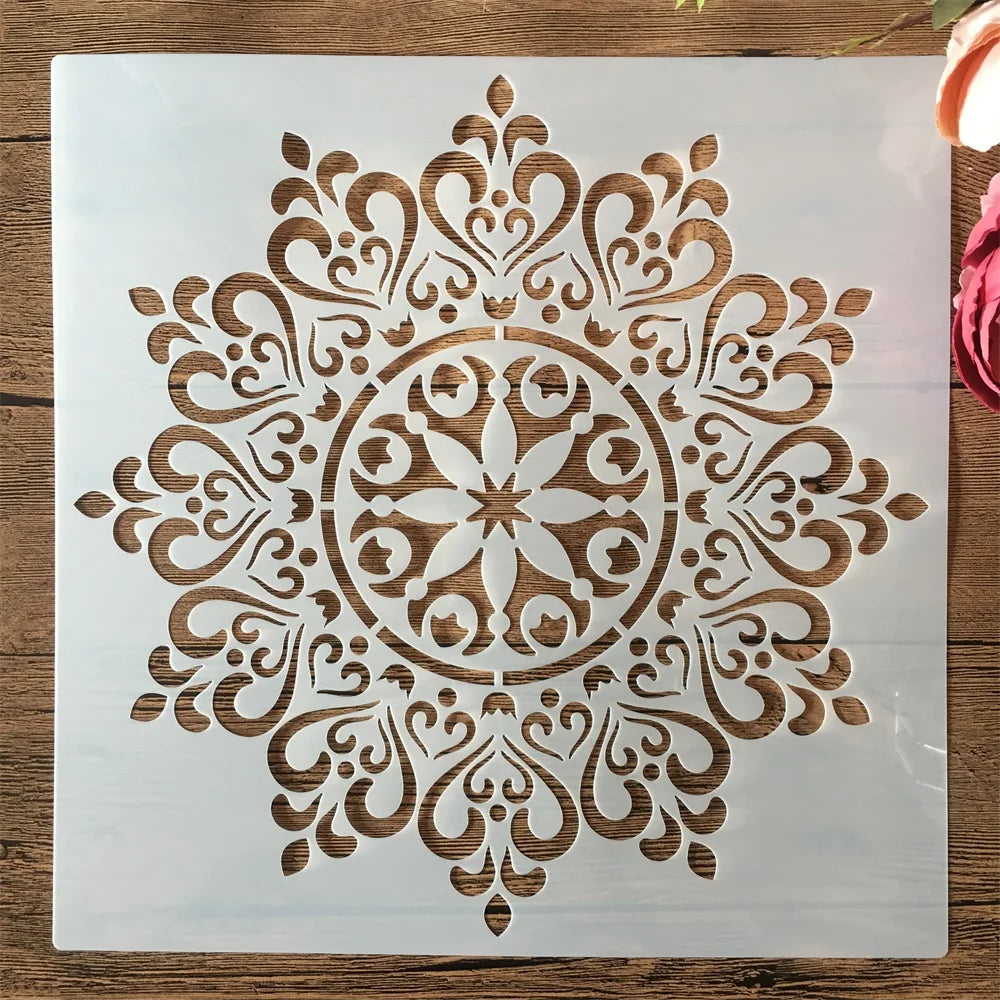 30×30 cm Geometrische Mandala-Schablone – Mehrschichtiges DIY-Muster für Basteln & Malerei