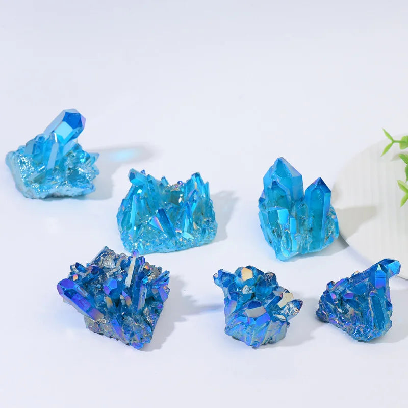 Himmelblauer Titanquarz Cluster – Natürlicher Kristall Heilstein (2–7 cm) 💎