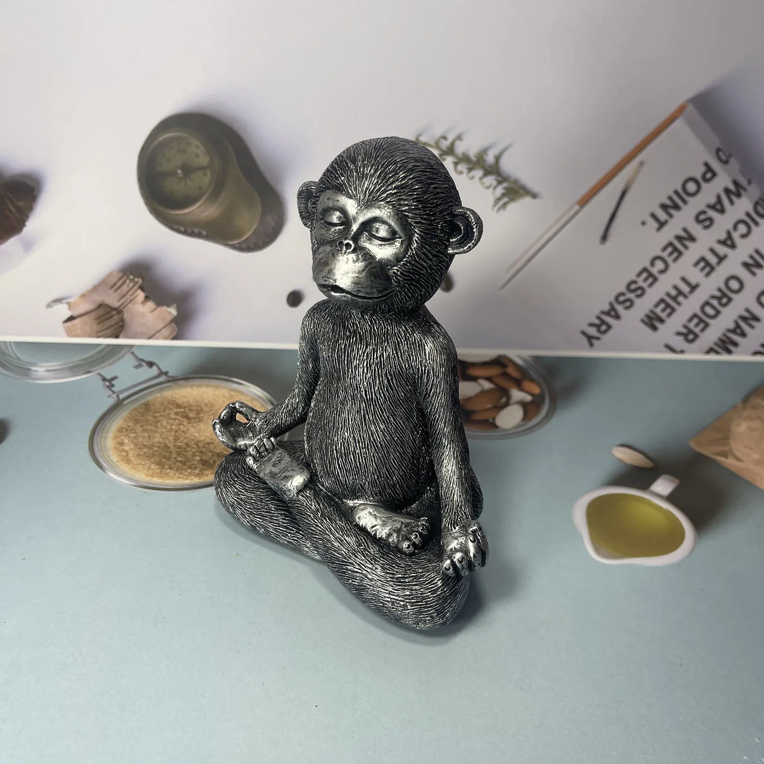 🐒 Yoga Monkey Figurine – Resin Zen Meditation Statue for Home & Shelf Decor (5")