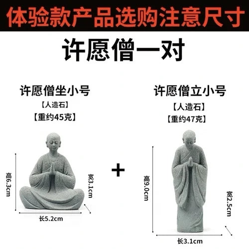 🧘♂️ Chinesische Krieger-Mönch-Statue – Zen-Mikrolandschaft & Gartendekoration