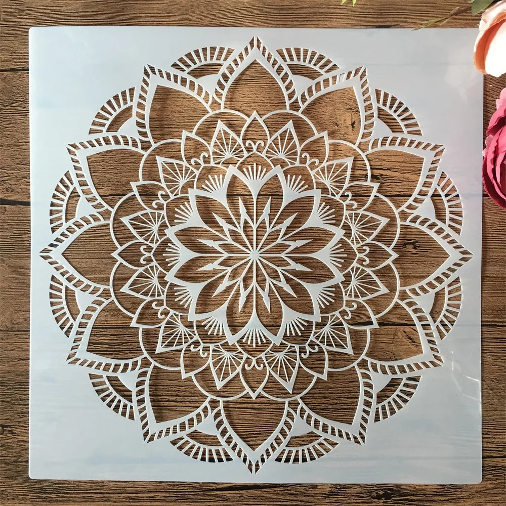 30×30 cm Geometrische Mandala-Schablone – Mehrschichtiges DIY-Muster für Basteln & Malerei