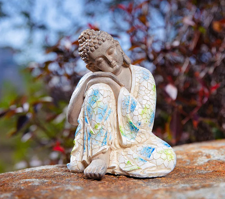 Wunderschöne Garten-Zen-Tathāgata-Figur – Kleine Buddha-Statue im chinesischen Stil als Steinturm-Dekoration für Miniatur-Landschaften