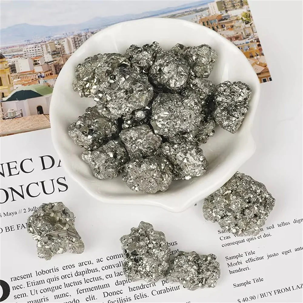 Rohe Tumbled Pyrit Steine – Natürlicher Kristall für Heilung & Sammlung 🪙
