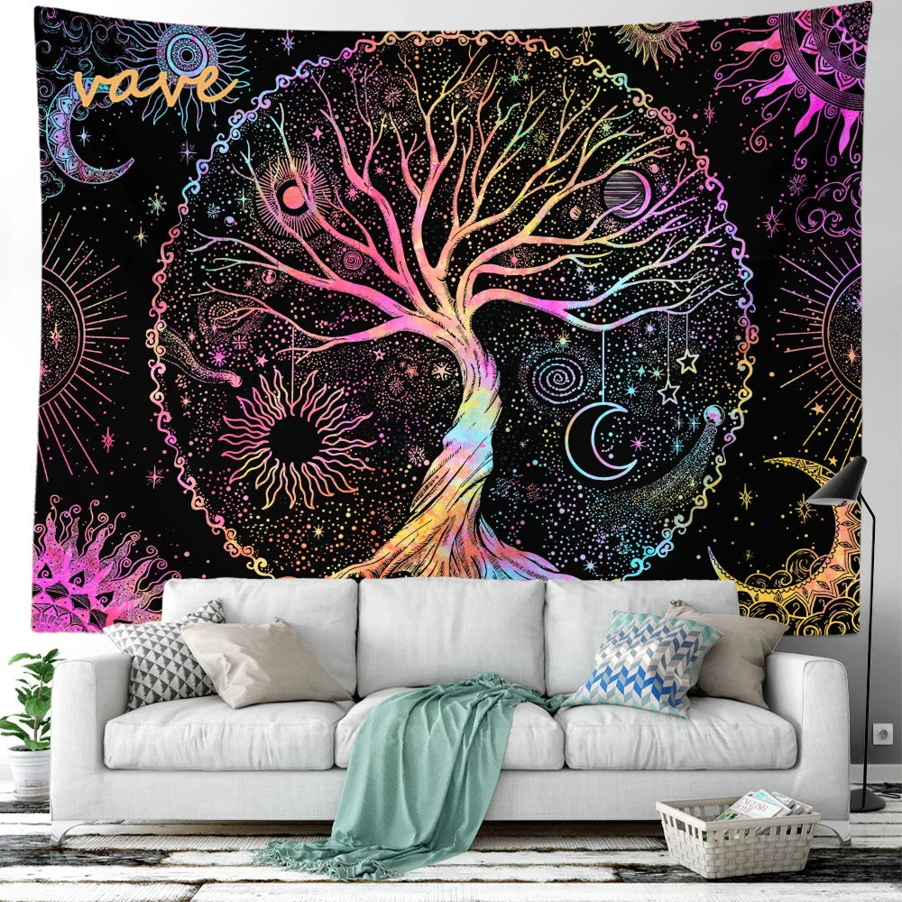 🌳 Tree of Life Psychedelic Tapestry – Trippy Mandala Wall Hanging for Boho & Witchy Room Decor
