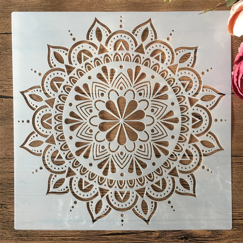 30×30 cm Geometrische Mandala-Schablone – Mehrschichtiges DIY-Muster für Basteln & Malerei