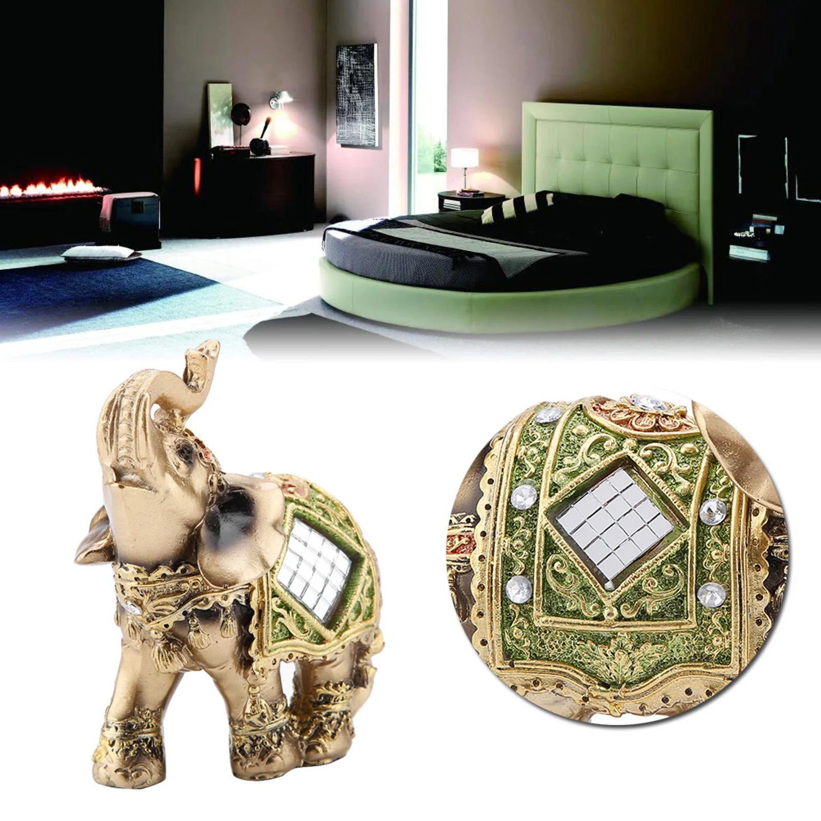 Feng Shui Elefantenfigur – Grüne Glücksstatue für Reichtum & Harmonie