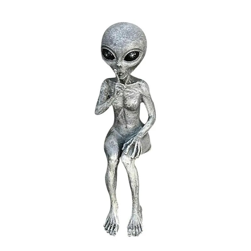 👽 Lustige Alien-Gartenstatue – UFO-Wichtel aus Harz für Innen & Außen