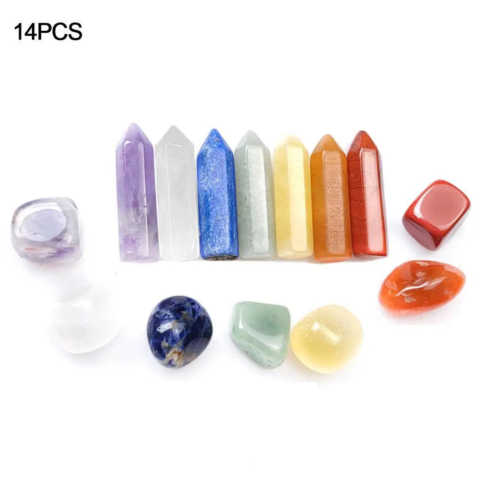 🌈 Chakra-Kristall-Heilset – Geschenkbox mit natürlichen Heilsteinen (7–14 Stück)