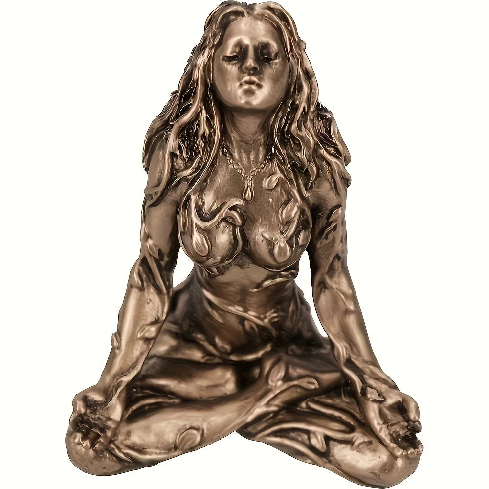 🌍 Gaia Mutter-Erde-Göttin Statue – Naturgeist-Dekoration aus Harz für Zuhause, Altar & Garten