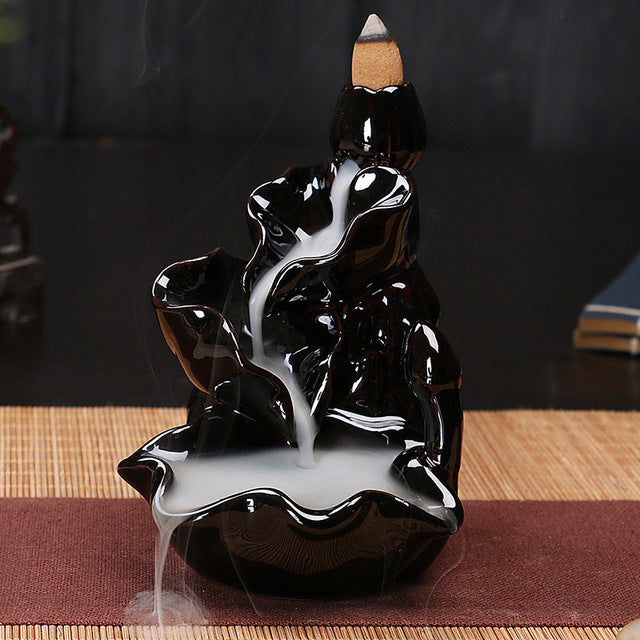 Keramik Rückfluss-Räuchergefäß – Zen Deko für Zuhause, Teestube & Yoga (ohne Räucherkegel)