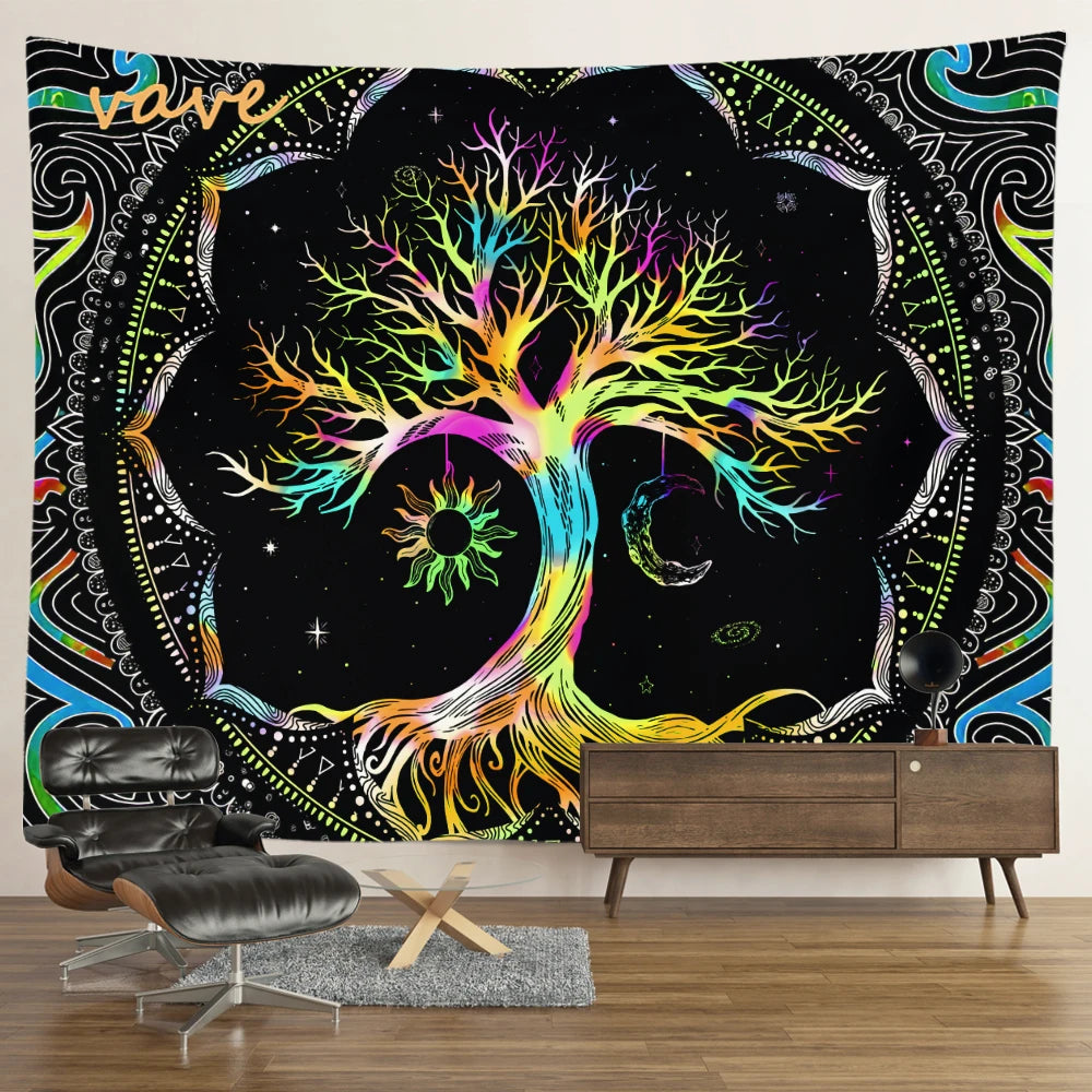 🌳 Tree of Life Psychedelic Tapestry – Trippy Mandala Wall Hanging for Boho & Witchy Room Decor