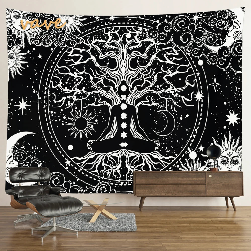 🌳 Tree of Life Psychedelic Tapestry – Trippy Mandala Wall Hanging for Boho & Witchy Room Decor