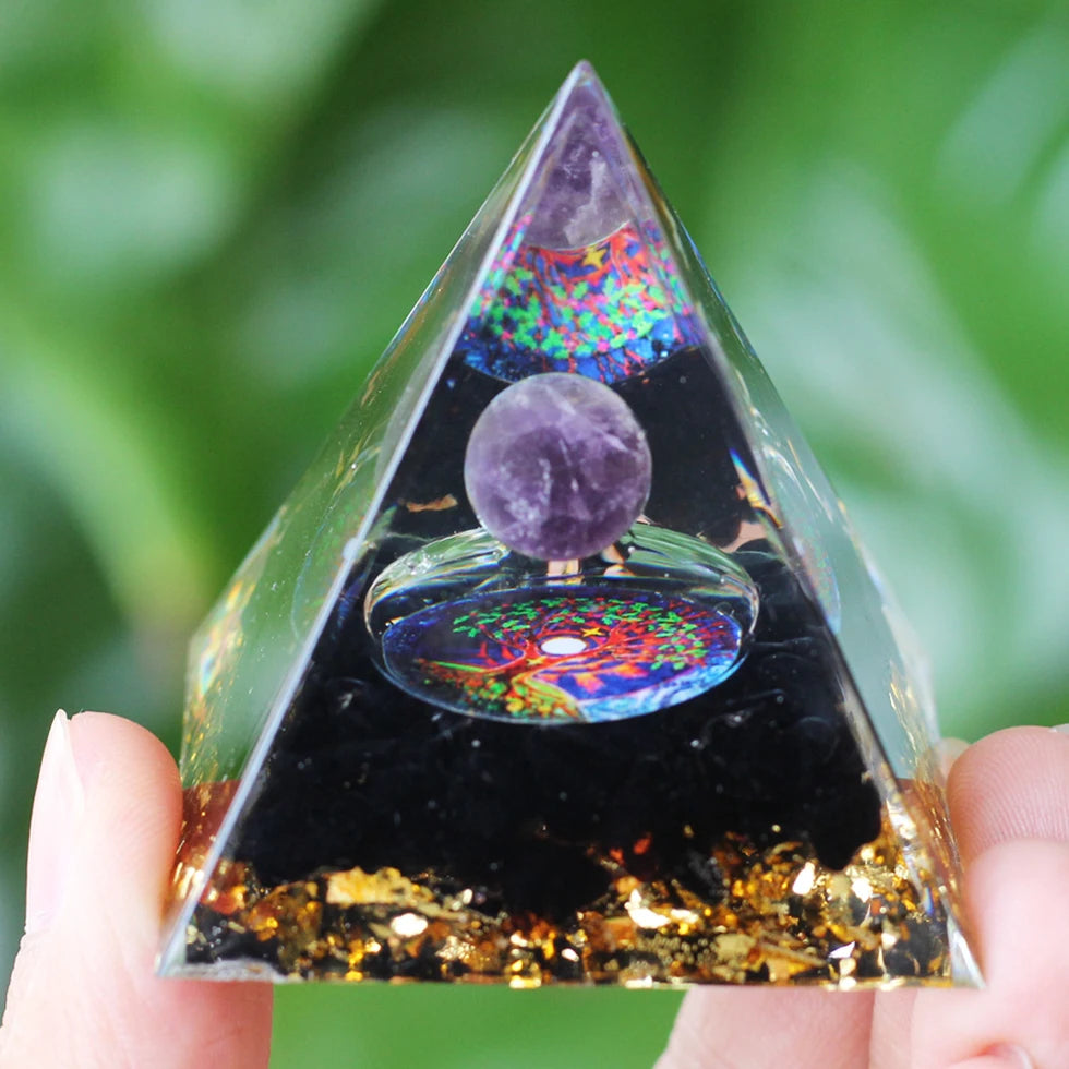 🔮 Amethyst Orgone-Pyramide – Chakra-Energie-Generator für Schutz & Meditation (5cm)