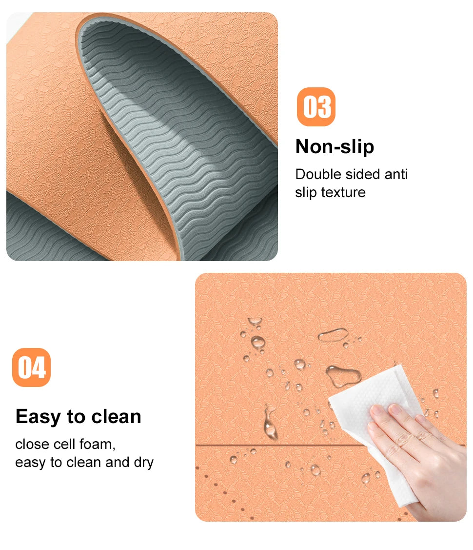 WESTTUNE Eco TPE Yoga Mat – 6mm Non-Slip with Alignment Guide + Strap & Bag (183×61cm)