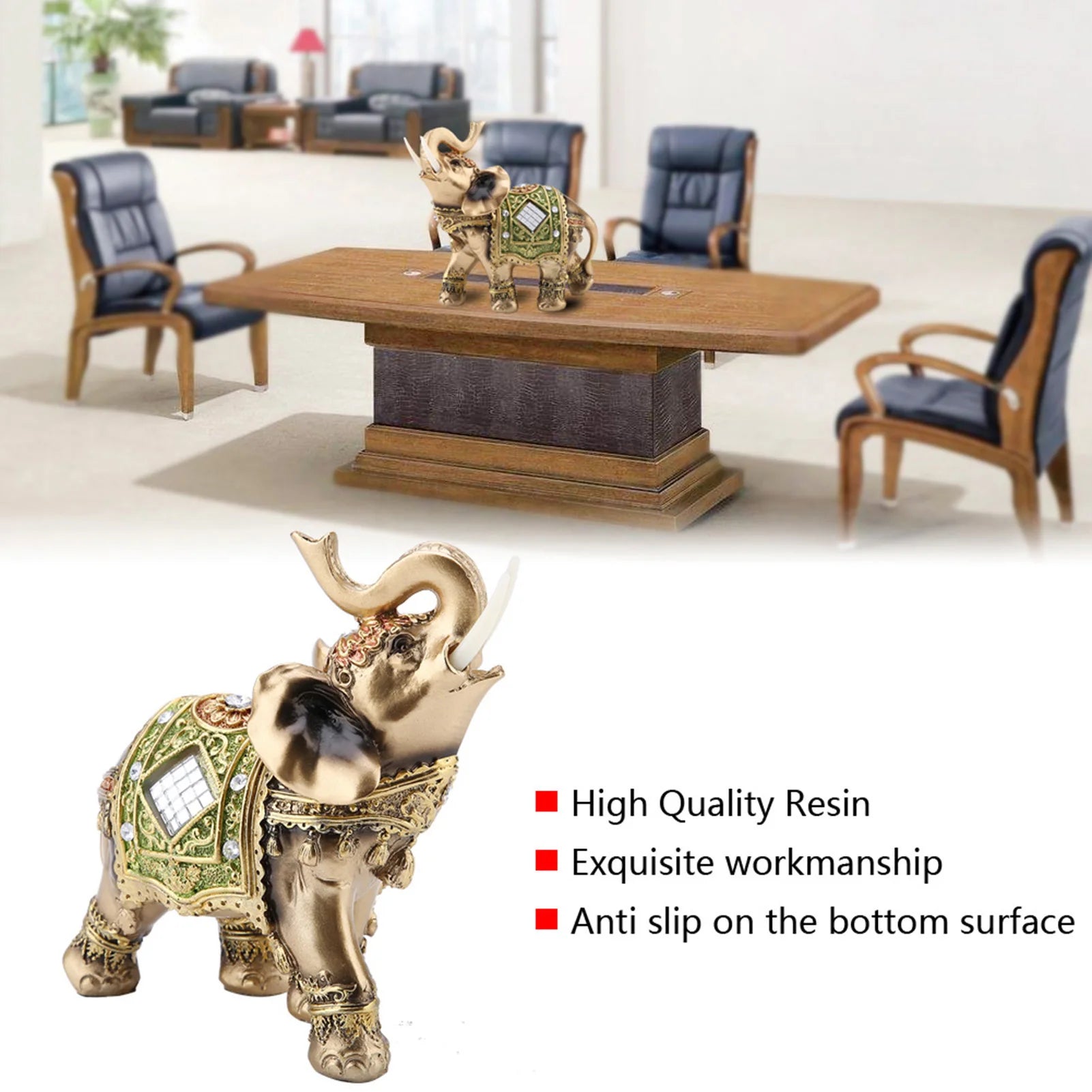 Feng Shui Elefantenfigur – Grüne Glücksstatue für Reichtum & Harmonie