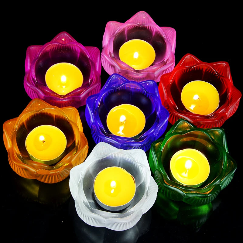 Siebenfarbiger Kristall Lotus Räucherstäbchenhalter & Kerzenhalter – Zen Heimdekoration 🌸
