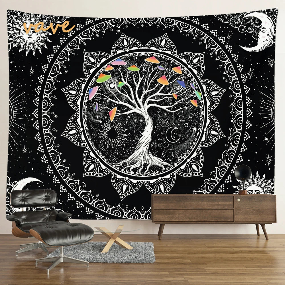 🌳 Tree of Life Psychedelic Tapestry – Trippy Mandala Wall Hanging for Boho & Witchy Room Decor