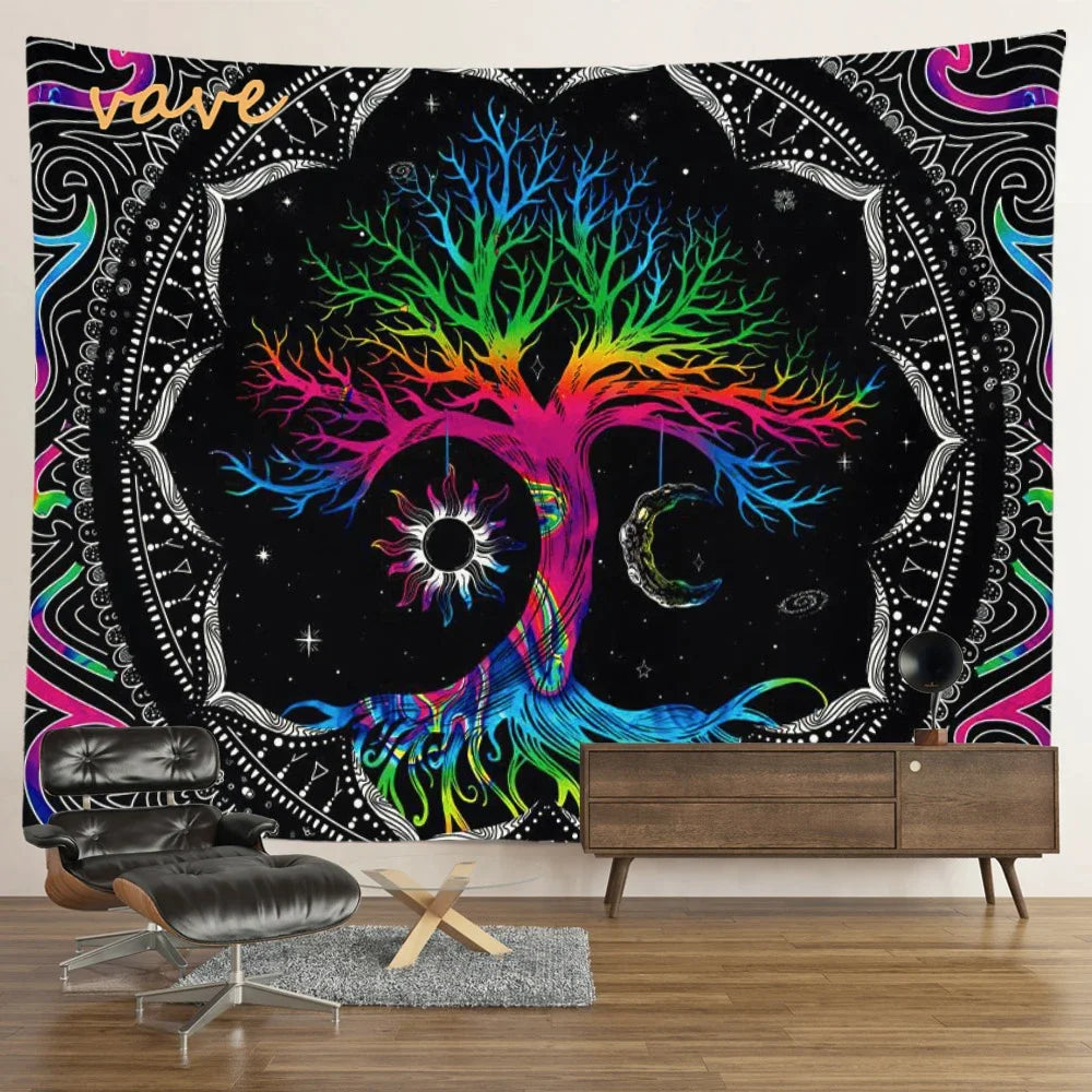 🌳 Tree of Life Psychedelic Tapestry – Trippy Mandala Wall Hanging for Boho & Witchy Room Decor
