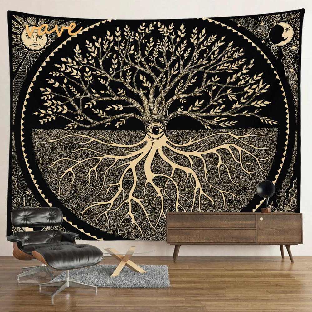 🌳 Tree of Life Psychedelic Tapestry – Trippy Mandala Wall Hanging for Boho & Witchy Room Decor