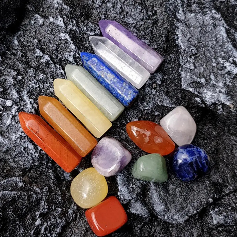 🌈 Chakra-Kristall-Heilset – Geschenkbox mit natürlichen Heilsteinen (7–14 Stück)