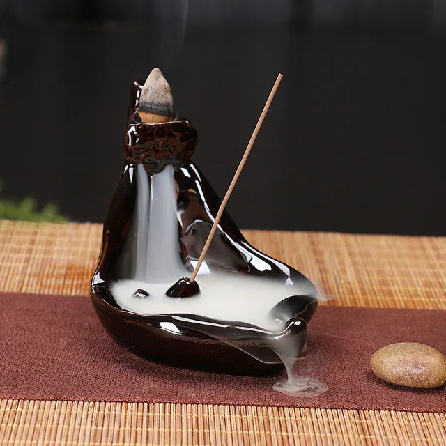 Keramik Rückfluss-Räuchergefäß – Zen Deko für Zuhause, Teestube & Yoga (ohne Räucherkegel)