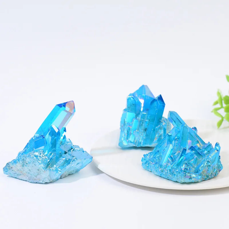 Himmelblauer Titanquarz Cluster – Natürlicher Kristall Heilstein (2–7 cm) 💎