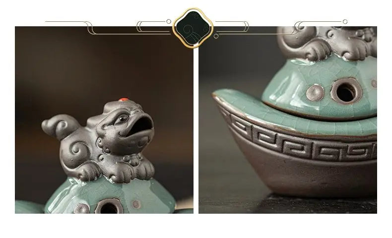 Mini-Räuchergefäß „Pixiu“ aus Keramik – Feng Shui Dekoration für Reichtum & Glück