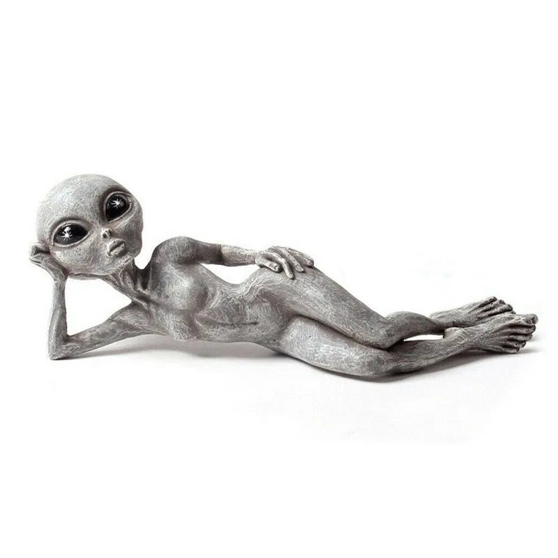 👽 Lustige Alien-Gartenstatue – UFO-Wichtel aus Harz für Innen & Außen