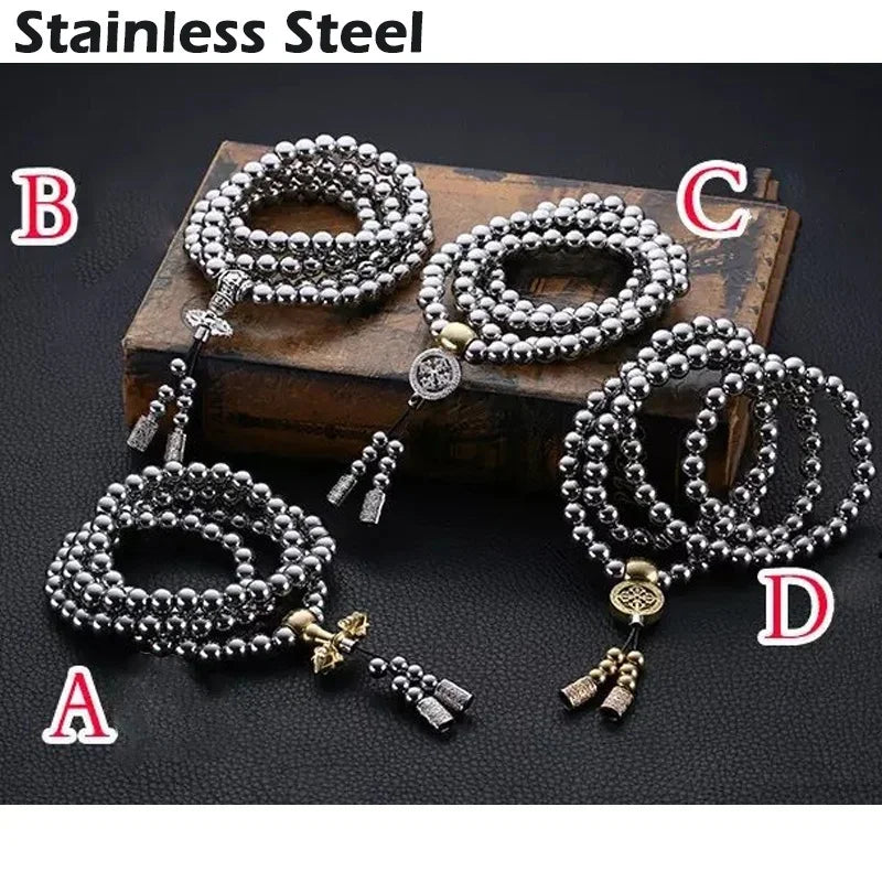 Edelstahl Buddha Perlen Halskette & Gebetsarmband Set 🌿