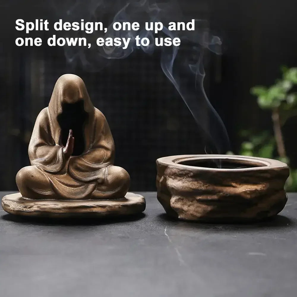 Keramik Räuchergefäß – Formloser Buddha Mönch für Meditation & Zen Dekoration