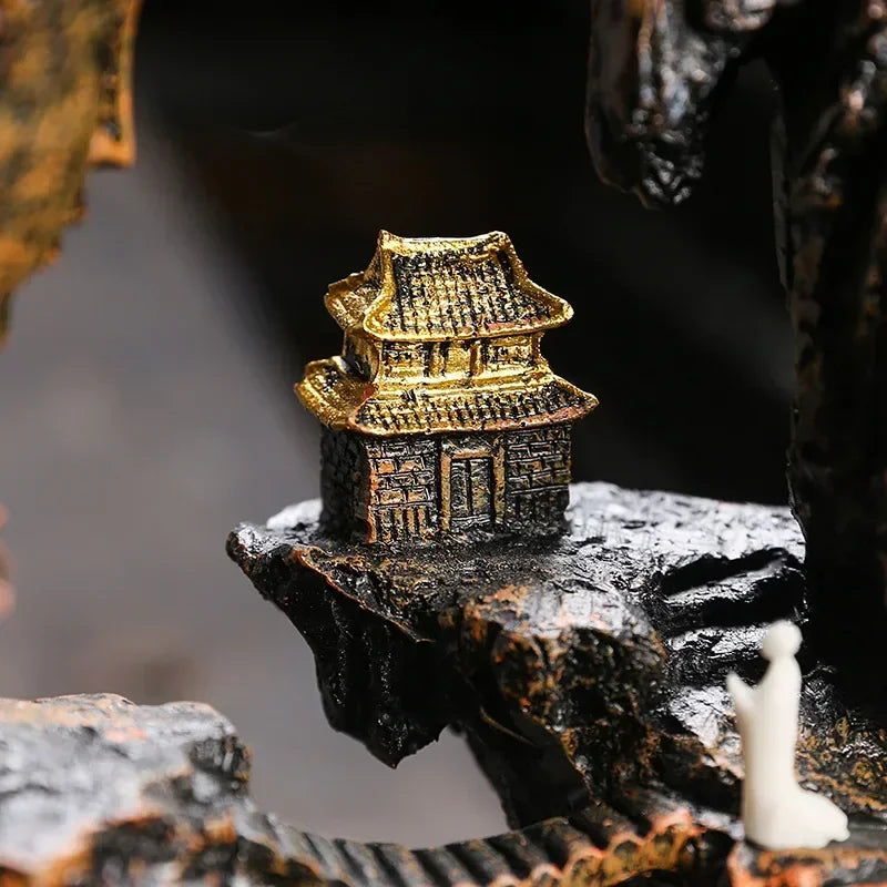 ✨ Zen Buddha Wasserfall Räuchergefäß – Harz-Ornament für Ruhe & Meditation 🌿