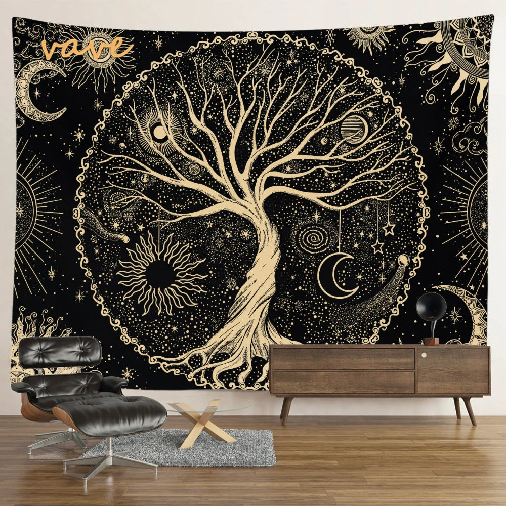 🌳 Tree of Life Psychedelic Tapestry – Trippy Mandala Wall Hanging for Boho & Witchy Room Decor