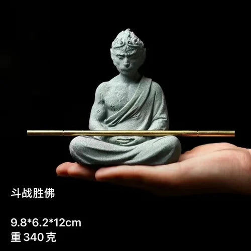 🧘♂️ Chinesische Krieger-Mönch-Statue – Zen-Mikrolandschaft & Gartendekoration