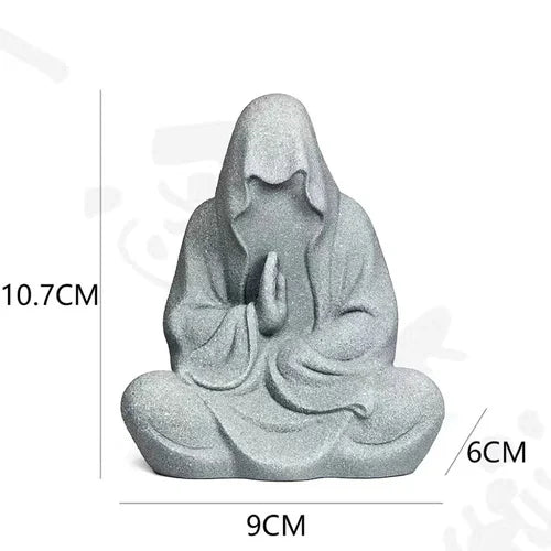 🧘♂️ Chinesische Krieger-Mönch-Statue – Zen-Mikrolandschaft & Gartendekoration