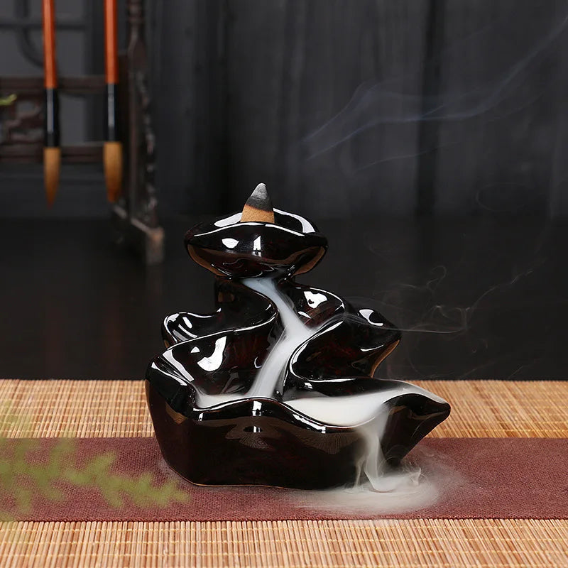 Keramik Rückfluss-Räuchergefäß – Zen Deko für Zuhause, Teestube & Yoga (ohne Räucherkegel)