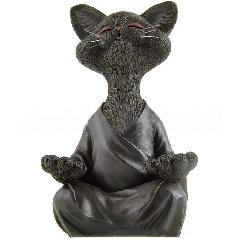 🧘♂️ Meditierende Yoga Katze Figur – Handgefertigte Zen Harz Statue 🐱