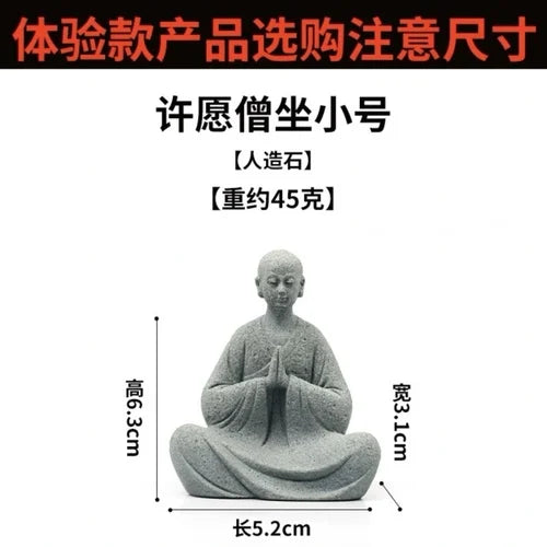 🧘♂️ Chinesische Krieger-Mönch-Statue – Zen-Mikrolandschaft & Gartendekoration