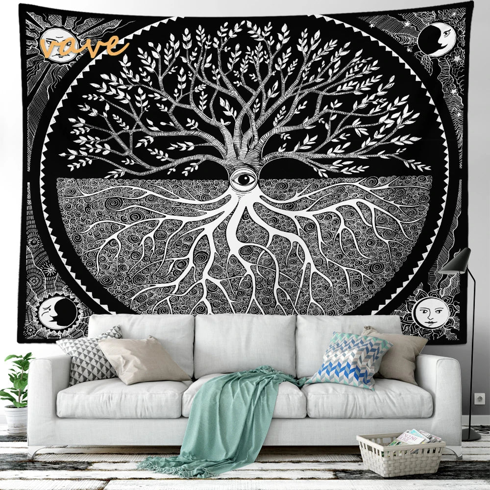 🌳 Tree of Life Psychedelic Tapestry – Trippy Mandala Wall Hanging for Boho & Witchy Room Decor